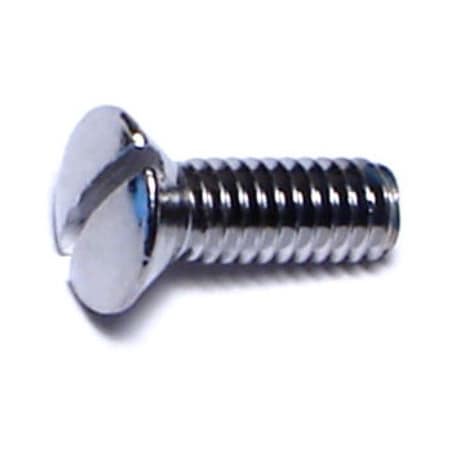 #8-32 X 1/2 In Slotted Oval Machine Screw, Chrome Plated Brass, 15 PK